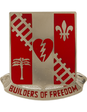 44th Engineer Battalion unit crest DUI Builders of Freedom railroad track palm tree fleur-de-lis broken heart Engineer Corps insignia