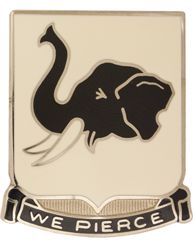 64th Armor Regiment unit crest DUI Courage and Determination blue shield tank armor insignia gold torch