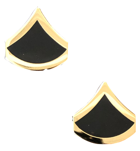 Private First Class E-3 Corps gold pin-on rank insignia for military uniforms