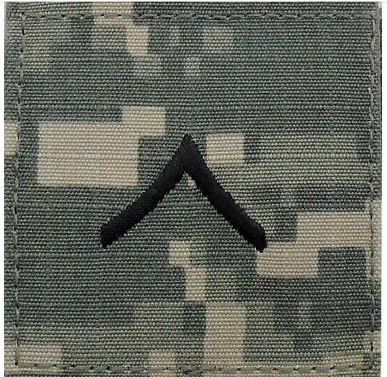 ARMY EMBROIDERED ACU WITH HOOK RANK INSIGNIA: PRIVATE