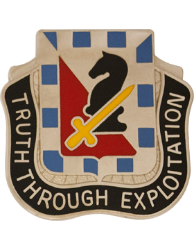 221st Military Intelligence Battalion Army Distinctive Unit Insignia featuring Truth Through Exploitation motto chess knight design