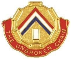 301st Area Support Group Army Distinctive Unit Insignia featuring The Unbroken Chain motto