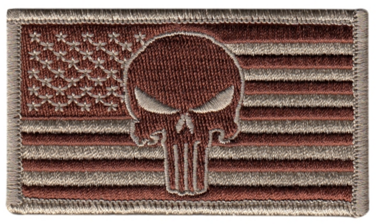 PUNISHER AMERICAN FLAG PATCH - HOOK & LOOP BACK - COYOTE