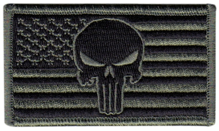PUNISHER AMERICAN FLAG PATCH - HOOK & LOOP BACK - FOLIAGE