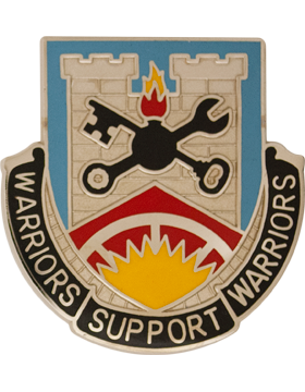 231st Support Battalion Unit Crest with gold finish and pin backing