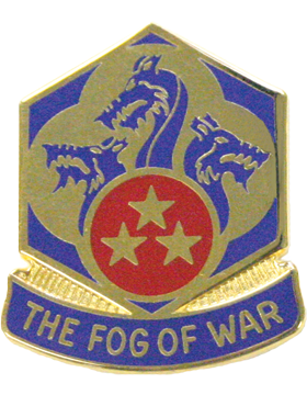 155th Chemical Battalion Unit Crest (FOG OF WAR) with gold finish and pin backing. 