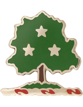 tennessee state headquarters unit crest pin with gold finish. design green tree with 3 stars