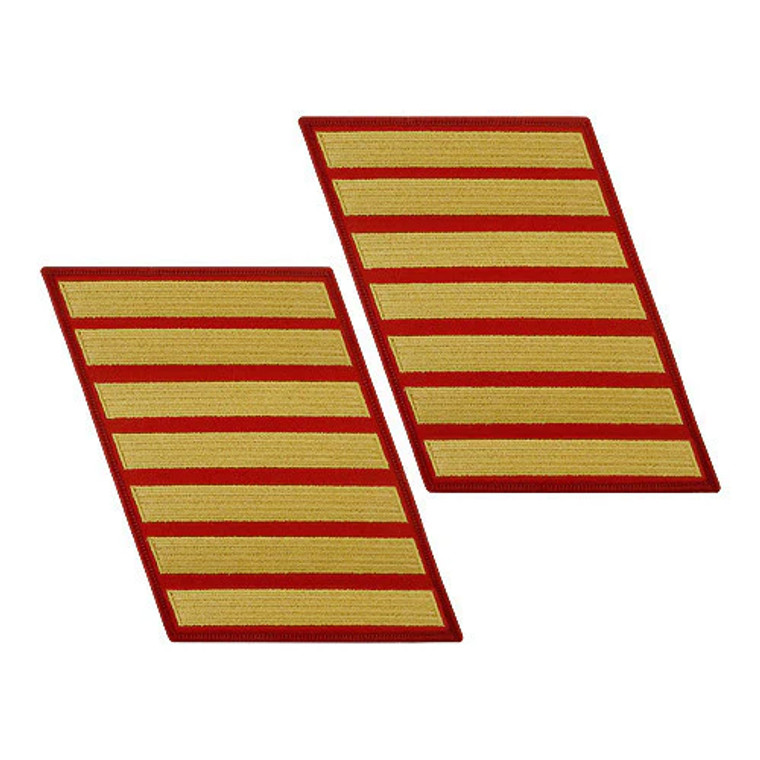 Official Marine Corps Gold on Red Service Stripes 7 Stripe Large Pair