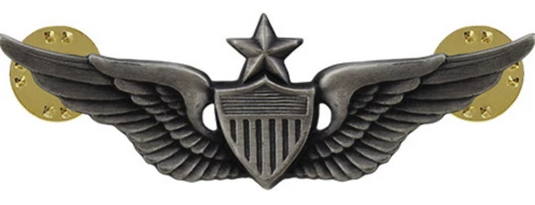 Army Aviator Badge - Senior (Silver Oxidized) ARAVBAD