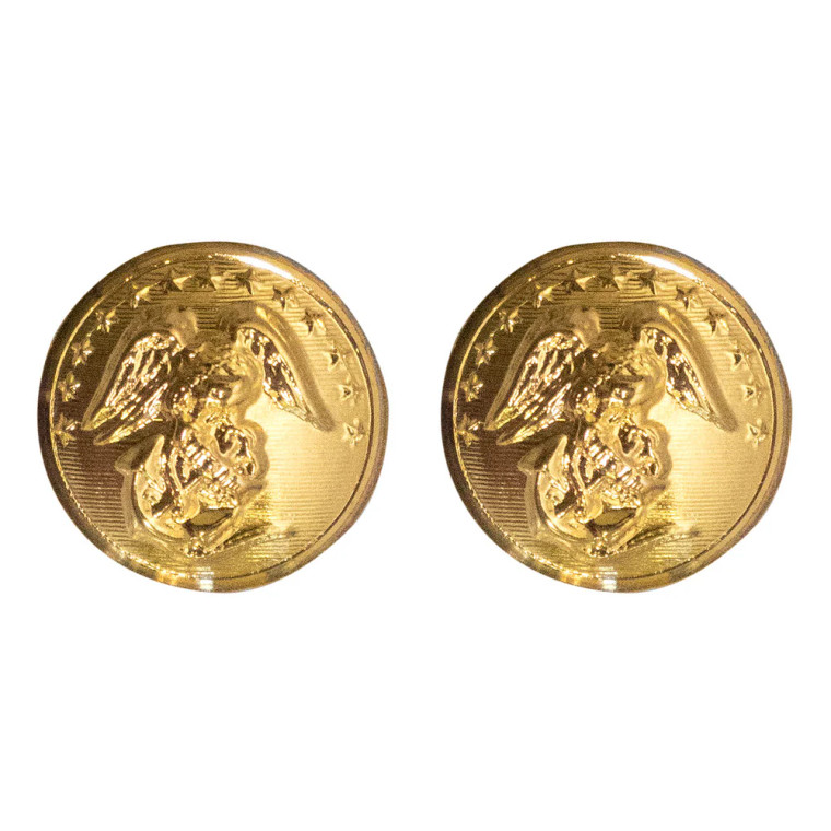 Marine Corps gold plated Eagle, Globe and Anchor 27 ligne uniform button for USMC dress coat and jacket made in the USA.