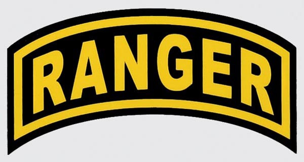 Ranger Arc Small Mylar Decal – 4.25"x2.25" military-style sticker with bold lettering on weatherproof mylar, made in the USA