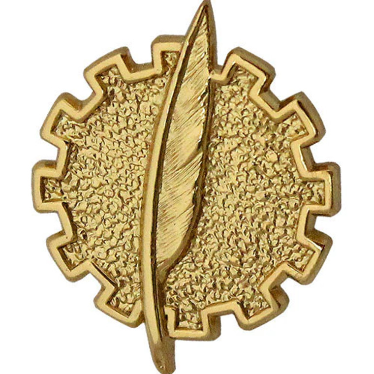 US Navy Processing Technician Collar Device – gold finish insignia for enlisted uniform, made in USA

