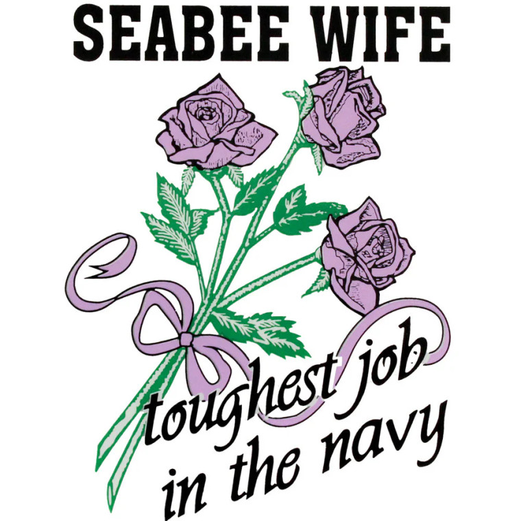 Seabee Wife Mylar Decal with pink roses and “Toughest Job in the Navy” text – 3.25x4.25 inches