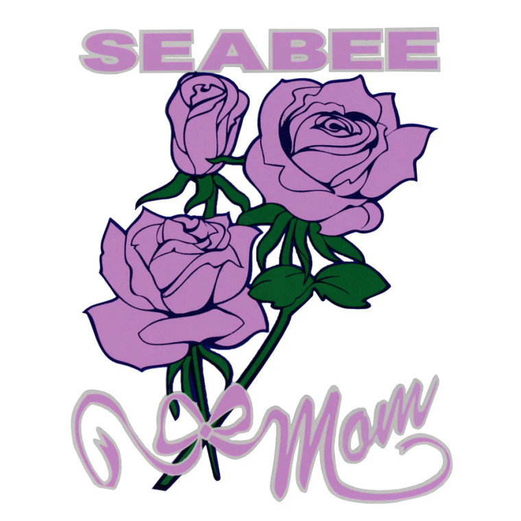 Seabee Mom Mylar Decal with lavender roses – 3.5x4.25 inches – Made in USA