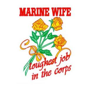Marine Wife Mylar Decal with yellow roses and the text "Toughest Job in the Corps" in red and gold font