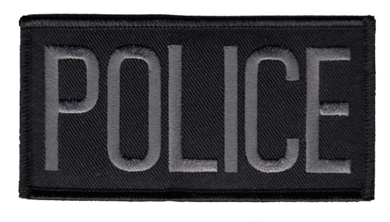 Grey on Black Embroidered Police Patch 4x2"