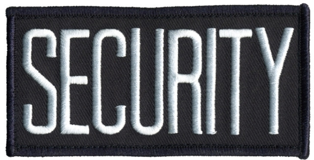 White on Midnight Embroidered Security Patch measuring 4x2 inches