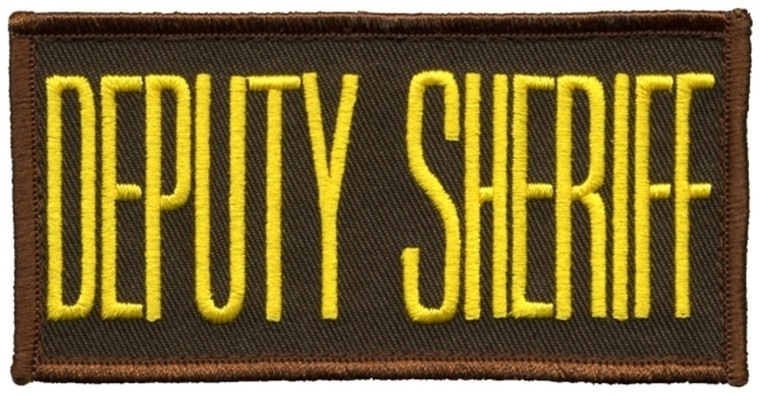 Gold on Brown Embroidered Deputy Sheriff Patch 4x2" for law enforcement uniforms