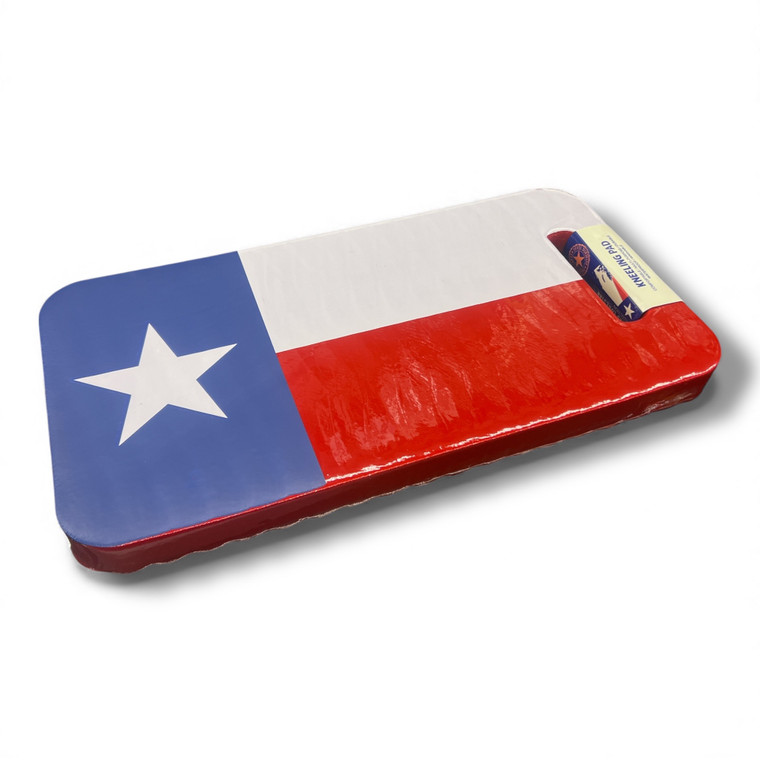 Texas Flag kneeling pad thick waterproof foam knee cushion front view with built-in handle