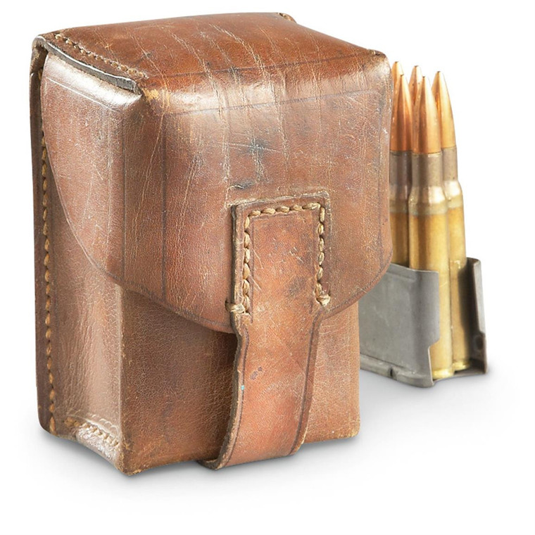 Serbian brown leather Mauser cartridge pouch used military surplus
