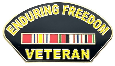 enduring freedom veteran hat style lapel pin with pin and dammit backing