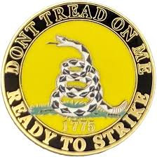 Don't Tread On Me Gadsden Flag lapel pin yellow snake
