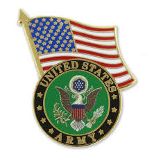 U.S. Army emblem USA flag lapel pin patriotic military design