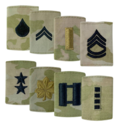 U.S. Army OCP Gore-Tex slide on rank insignia patch for OCP uniform jacket multiple officer ranks
