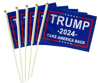 Trump 2024 Take America Back Stick Flag 3 inch by 5 inch handheld campaign flag