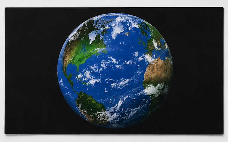 3 Inch x 5 Inch Planet Earth Self-Adhesive Vinyl Decal on Black Background