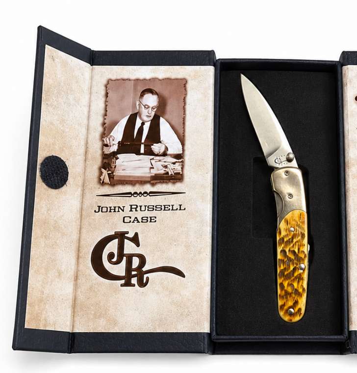 Vintage 2005 Case SlimLock Summit Collection Pocket Knife with BG42 Drop Point Blade and White Brown Jigged Bone Handles