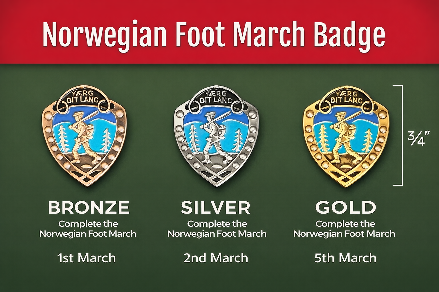 Norwegian Foot March Badge: Bronze, Silver & Gold Explained - Military ...