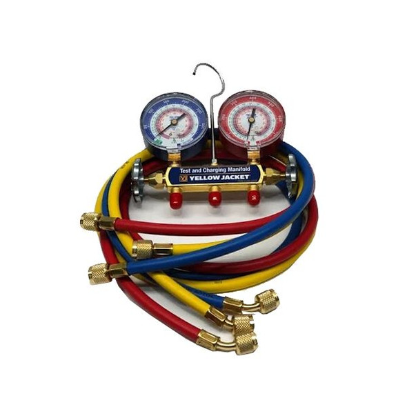 Yello Jacket Charging Manifold Gauges and Hoses 42004 for R22, R410A - 1/8" PSI Model:42004