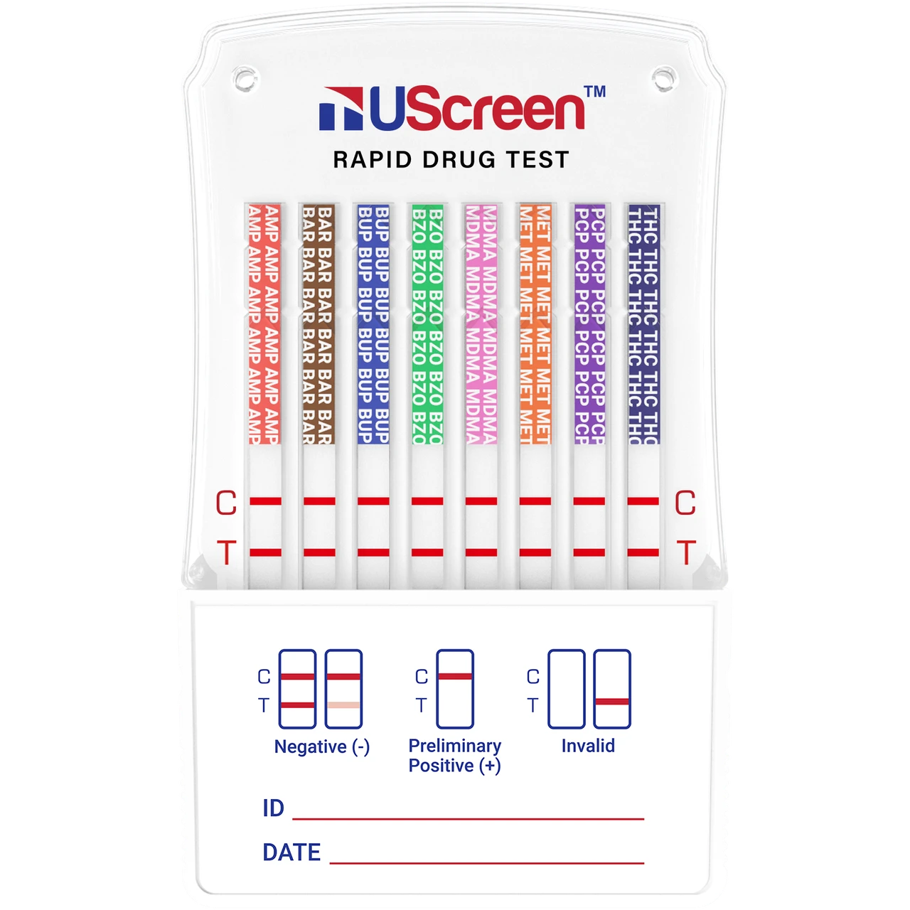 OTC UScreen Rapid 10 Panel Drug Test Dip Card