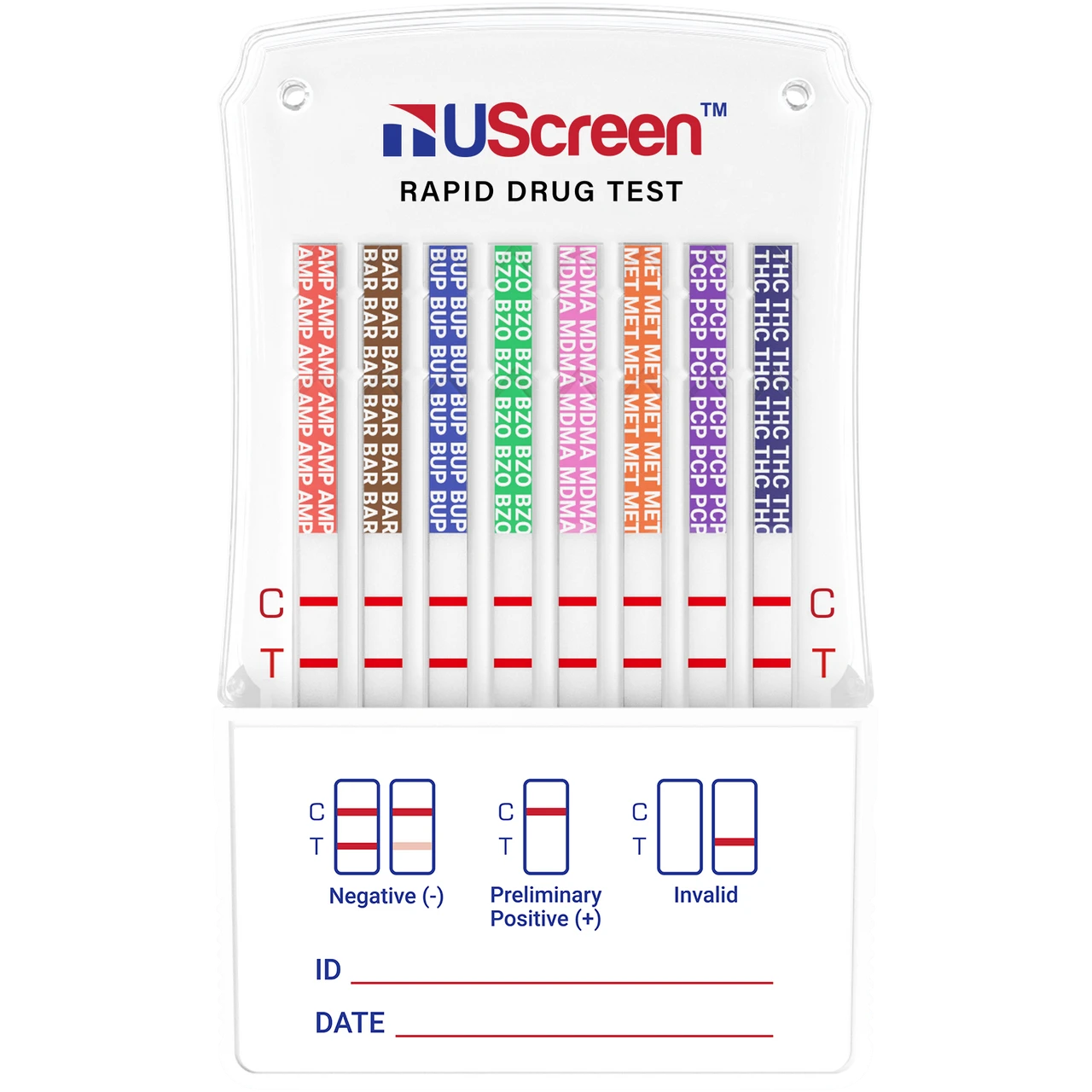 OTC UScreen 10 Panel Drug Test Dip Card Flood Proof Design CRDP 10g