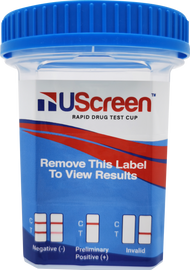 UScreen Plus® 18 Panel Drug Test Cup with Low Cutoffs Labeled