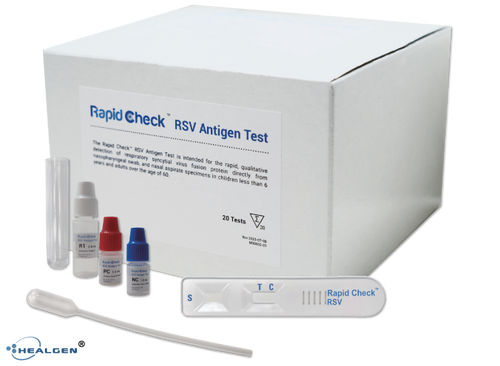 Rapid Check™ RSV Antigen Rapid Test Kit, 20/Box, Item # GCRSV-502Sa, GCRSV-502b-PBS