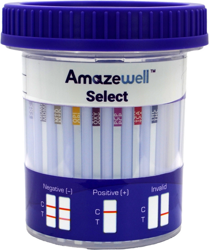 Amazewell Select 10-Panel Drug Test Cup by DoChek Strips Visible