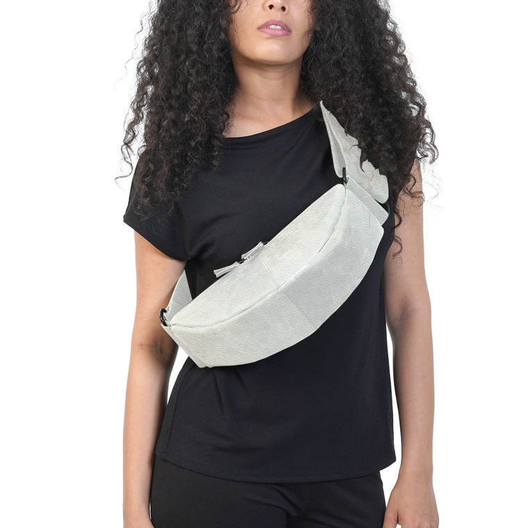 Half Moon Shoulder Bag Leather Cross Body Bag for Women - White