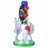 CLOVER GLASS MUSHROOM TUSK GLOW IN THE DARK BEAKER 9" [WP149]