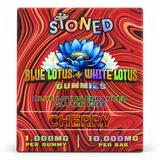 STONED BLUE LOTUS + WHITE LOTUS GUMMIES - CHERRY - 10,000MG PER BAG - DISPLAY OF 10