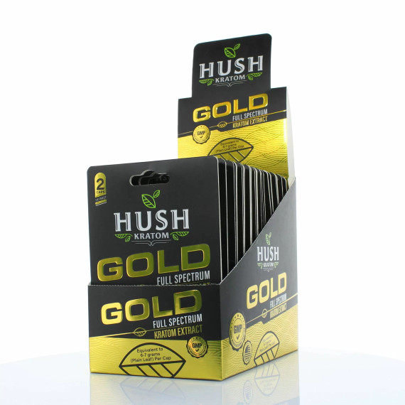 HUSH GOLD FULL SPECTRUM KRATOM EXTRACT 2CT PACKS - 12CT