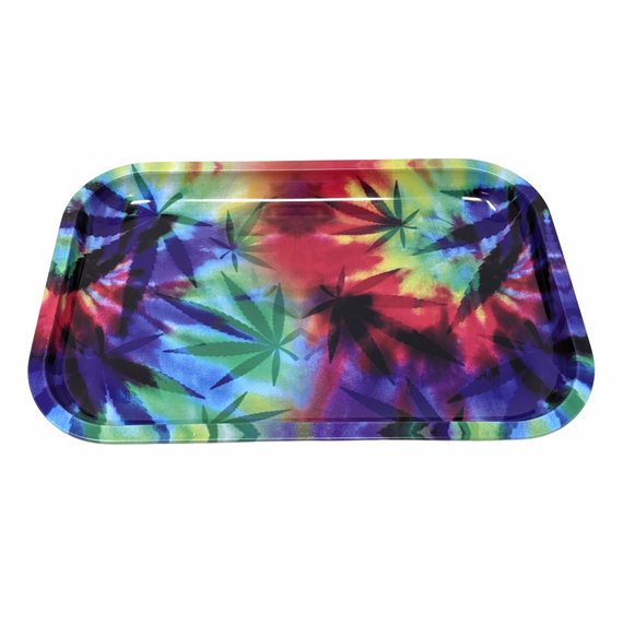 TYE-DYE LEAF METAL ROLLING TRAY 11x7