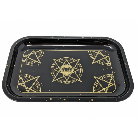 ALL SEEING EYE DESIGN METAL ROLLING TRAY 11x7