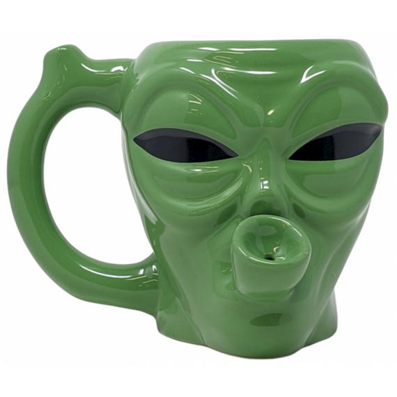 HIGH POINT GLASS ALIEN HEAD CERAMIC MUG HANDPIPE [MUG4]