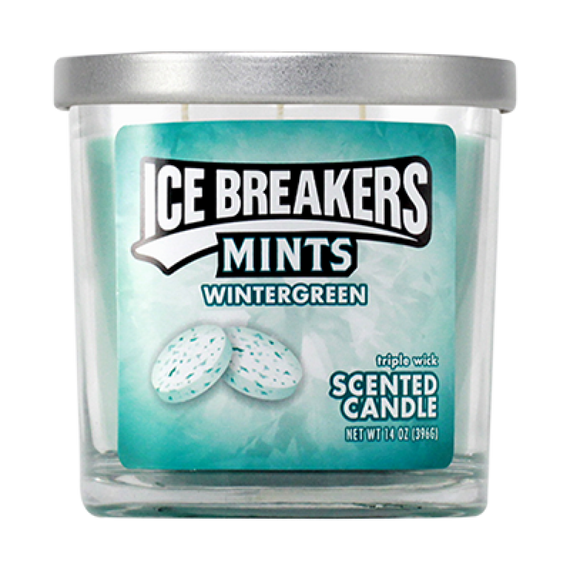 TRIPLE WICK SCENTED CANDLE 14oz - ICEBREAKERS MINTS WINTERGREEN