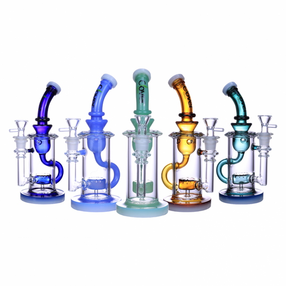 CLOVER GLASS DUAL COLOR SHOWERHEAD PERC INCYCLER WATERPIPE 8.5" [WP154]