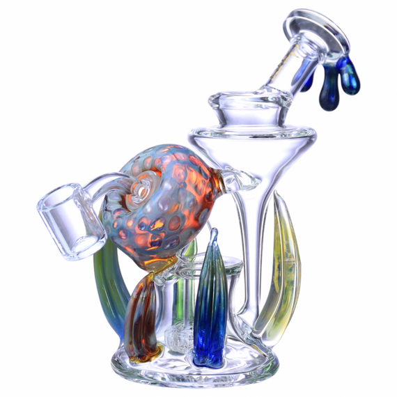 CLOVER GLASS FUMED GOURD W/ CLAWS AND MATRIX PERC WATERPIPE 7.2" [WP156]
