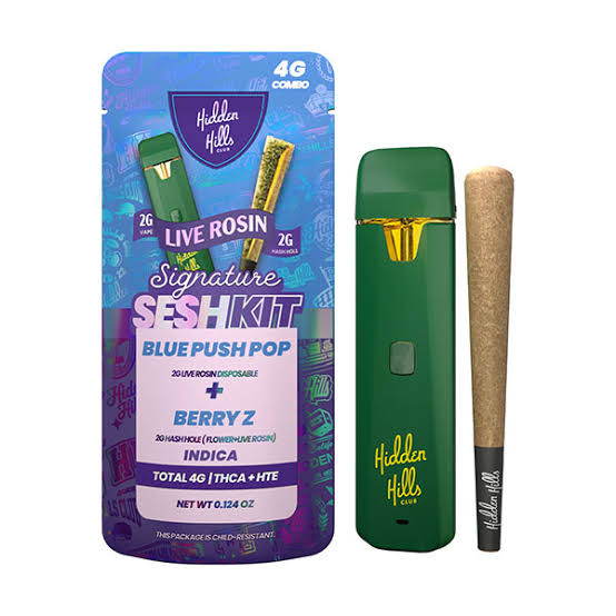 HIDDEN HILLS SIGNATURE SESH KIT THCA + HTE LIVE ROSIN DISPOSABLE + HASH HOLE 4G COMBO 2 IN 1 - DISPLAY OF 5