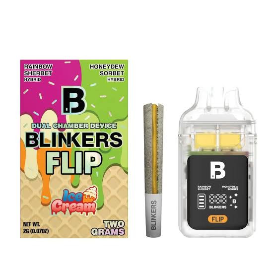 BLINKERS FLIP DISPOSABLE/PRE ROLL (ICE CREAM) DUAL CHAMBER DEVICE 2G - DISPLAY OF 5
